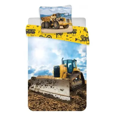 Povlečení do dětské postýlky Buldozer a sklápěčka - 100% bavlna - 40 x 60 cm + 100 x 135 cm