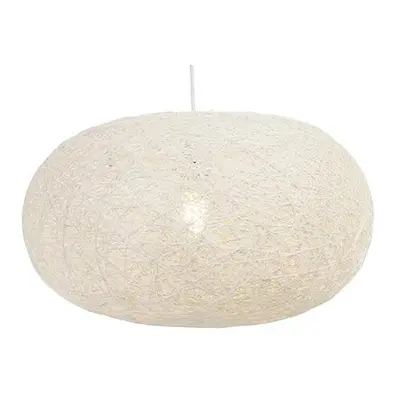 Venkovská závěsná lampa bílá 50 cm - Corda Flat