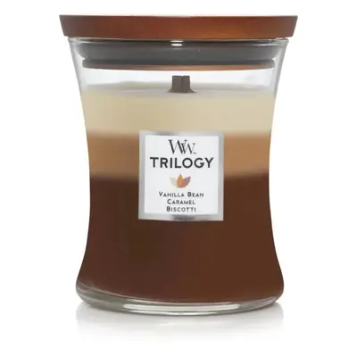 WoodWick vonná svíčka s dřevěným knotem Trilogy svíčka střední Cafe Sweets 275 g