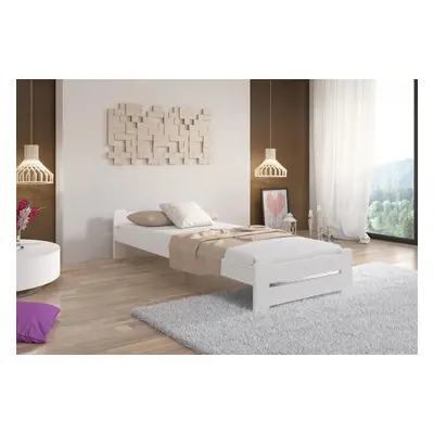 Expedo Postel z masivu HERA + pěnová matrace DE LUX 14 cm + rošt ZDARMA, 90 x 200 cm, bílá