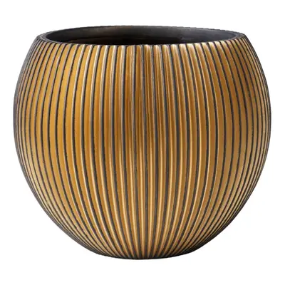 Capi Nature Groove Vase Ball Black Gold Ø 12 cm / V 10 cm