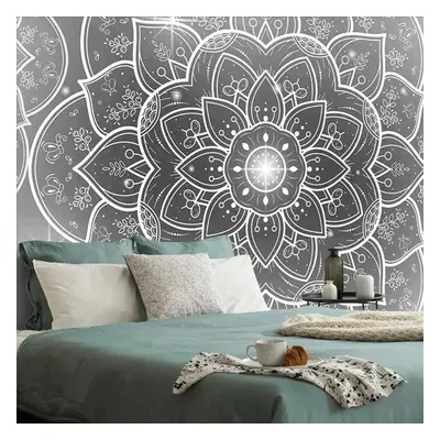 Tapeta černobílá orientální Mandala