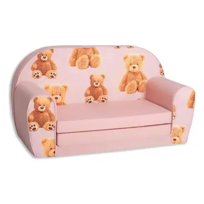 Dětská rozkládací pohovka Pink Teddies