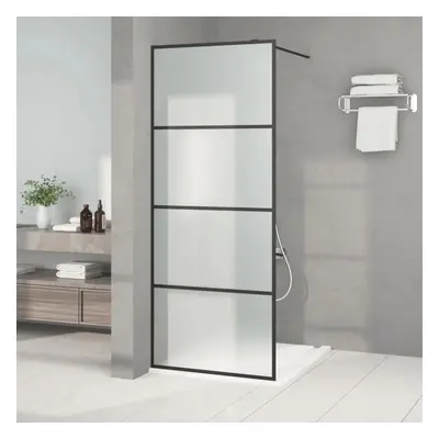 Sprchová zástěna walk-in černá 80 x 195 cm mléčné ESG sklo