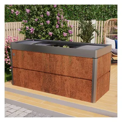 PRIMEYARD Vyvýšený záhon 200 x 85 x 77 cm, ocel Corten, rezavý vzhled, vč. Pařeniště - (GFPV0078