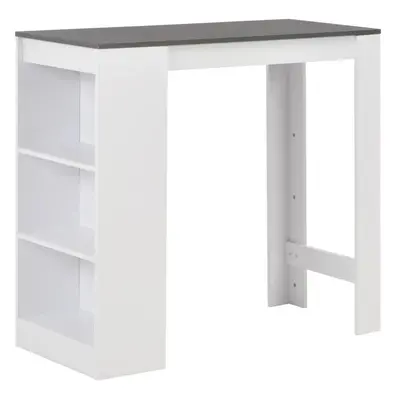 280216 vidaXL Bar Table with Shelf White 110x50x103 cm