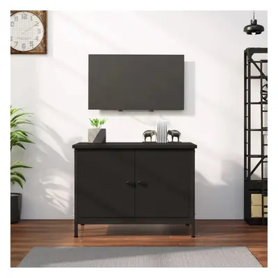 TV skříňka s dvířky černá 60 x 35 x 45 cm kompozitní dřevo