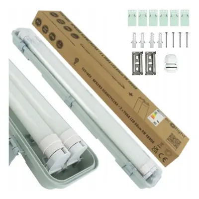 ECOLIGHT Hermetické svítidlo 60cm + 2x LED trubice neutrální bílá - SET