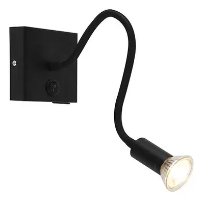 Moderní flexibilní nástěnná lampa USB černá - Zeno