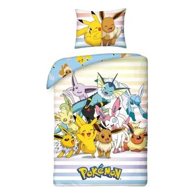 Bavlněné ložní povlečení Pokémoni - Pikachu a Eevee - 100% bavlna - 70 x 90 cm + 140 x 200 cm