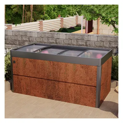 PRIMEYARD Vyvýšený záhon 200 x 100 x 77 cm, ocel Corten, rezavý vzhled, vč. Pařeniště - (GFPV007