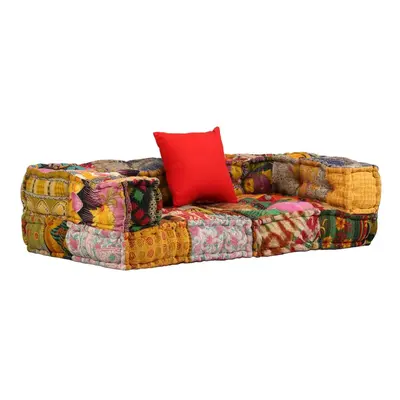 vidaXL 2místný modulární pouf patchwork textil