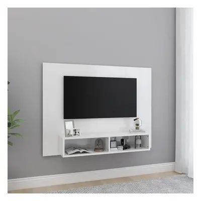 vidaXL Nástěnná TV skříňka bílá vysoký lesk 120x23,5x90 cm dřevotříska