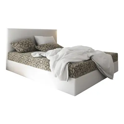 Expedo Čalouněná postel boxspring ELONA 2, 90x200, flowers 48/sioux bílá, levá