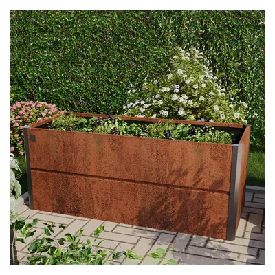 PRIMEYARD Vyvýšený záhon 200 x 85 x 77 cm, ocel Corten, rezavý vzhled - (GFPV00787)