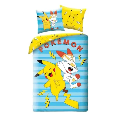 Oboustranné ložní povlečení Pokémoni Pikachu a Scorbunny - 100% bavlna - 70 x 90 cm + 140 x 200 