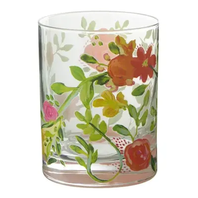 Sklenička na vodu s barevnými květy Floral glass - Ø8*10cm / 280ml