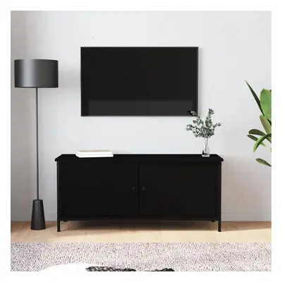 TV skříňka s dvířky černá 102 x 35 x 45 cm kompozitní dřevo