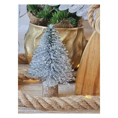 Malý zelený třpytivý vánoční stromeček Tree glitter - Ø 9*15 cm