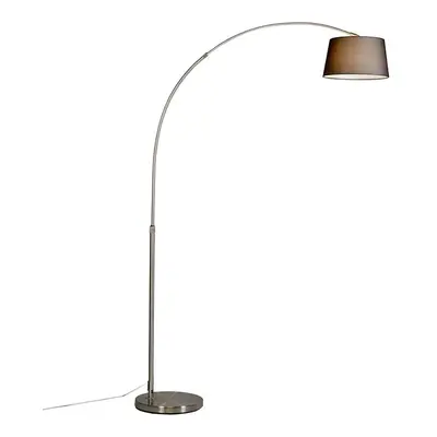 Moderní ocelová oblouková lampa s černým látkovým stínidlem - Arc Basic