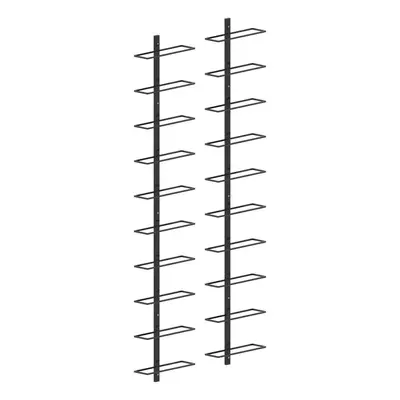 vidaXL Nástěnný stojan na víno na 20 lahví 2 ks černý kov