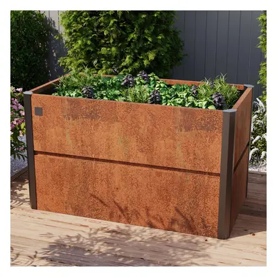 PRIMEYARD Vyvýšený záhon 150 x 85 x 77 cm, ocel Corten, rezavý vzhled - (GFPV00791)