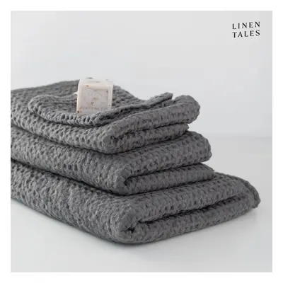 Tmavě šedé ručníky a osušky v sadě 3 ks Honeycomb – Linen Tales