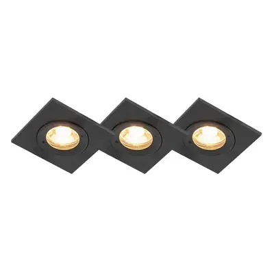 Sada 3 koupelnových downlightů černé IP44 - náměstí Xena