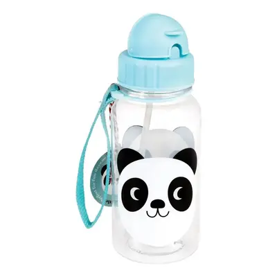 Modrá dětská láhev s brčkem Rex London Miko The Panda, 500 ml