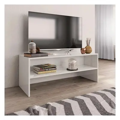 TV stolek bílý s vysokým leskem 100x40x40 cm kompozitní dřevo