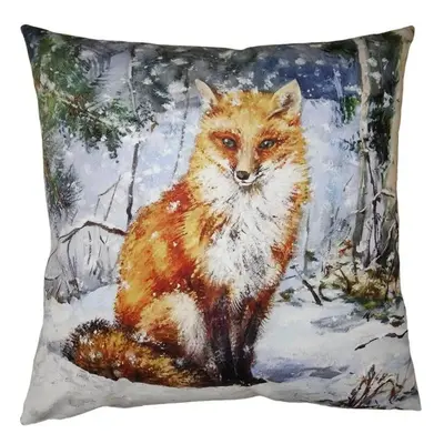 Zimní sametový povlak na polštář s liškou Fox - 45*45 cm