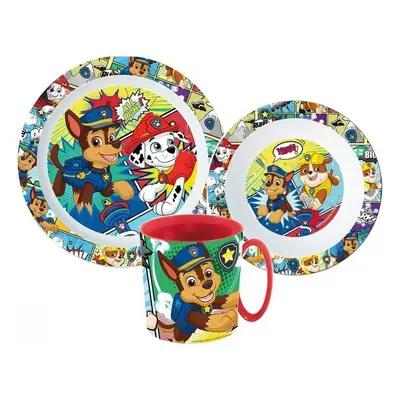 Sada plastového nádobí Tlapková patrola / Paw Patrol - s hrnkem - 3 dílná souprava