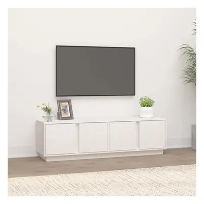 TV skříňka bílá 140 x 40 x 40 cm masivní borové dřevo