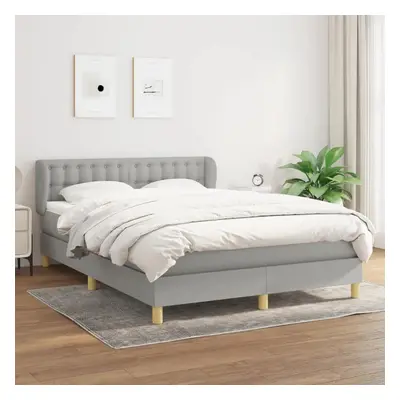 Box spring postel s matrací světle šedá 140 x 190 cm textil