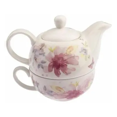 Porcelánová konvička se šálkem Flower, 400 ml