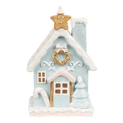 Modrá svítící perníková chaloupka Gingerbread House - 9*8*15 cm