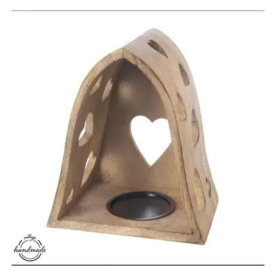 Orion Svícen z mangového dřeva Heart bell, 20 x 14 x 23,2 cm