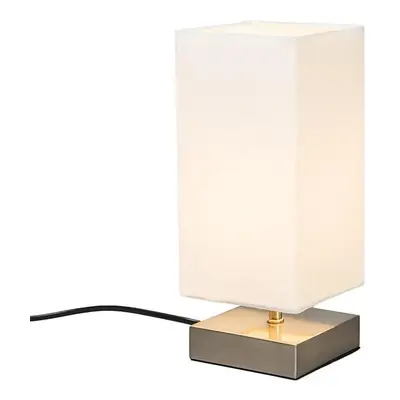 Moderní stolní lampa bílá s ocelí - Milo