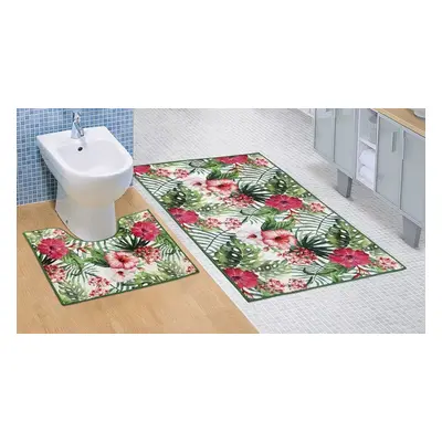 Bellatex Koupelnová a WC předložka Ibišek 3D SADA 60 x 100 cm + 60 x 50 cm