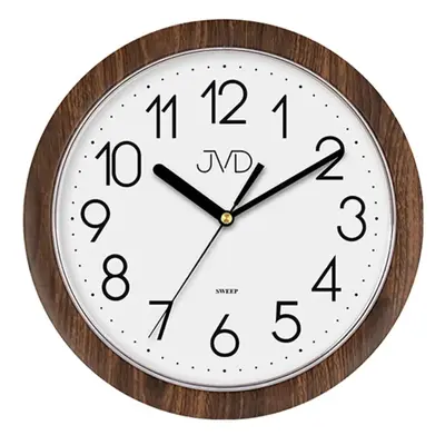 JVD Nástěnné netikající tiché hodiny JVD quartz H612.20 imitace dřeva tmavé