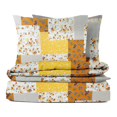 Ervi flanelové povlečení - Patchwork oranžový