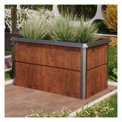 PRIMEYARD Vyvýšený záhon 150 x 85 x 77 cm, ocel Corten, rezavý vzhled, vč. ochrany proti slimáků