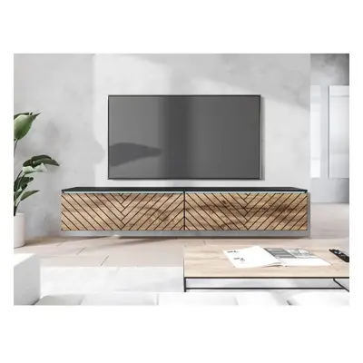 TV stolek/skříňka Dlone 180 MDF, Barva: černý grafit / wotan, Osvětlení: osvětlení LED - bílé