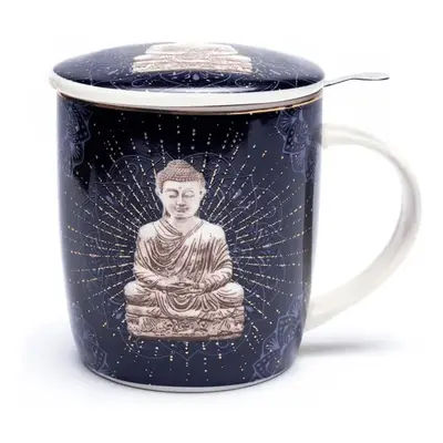 Milujeme Kameny Hrnek s víčkem a sítkem - Buddha - porcelán