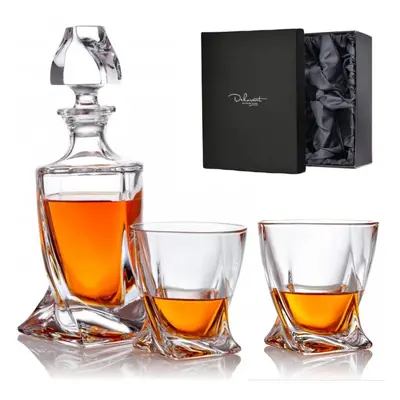 Dekorant Crystalite Bohemia whisky set Quadro v dárkovém saténovém balení 1+2