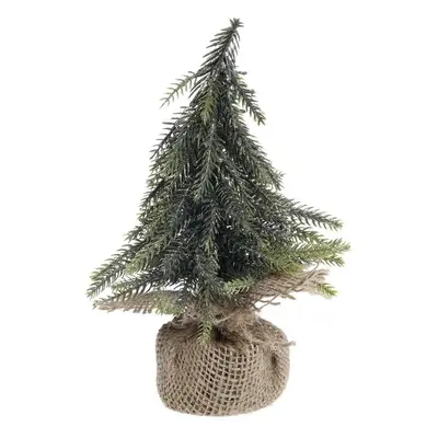 Zeleno-zlatý vánoční borovicový stromek v jutě Fleur Pine Tree - 20 cm