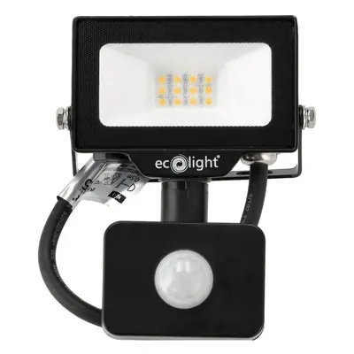 ECOLIGHT LED reflektor 10W 2v1 - neutrální bílá + čidlo pohybu