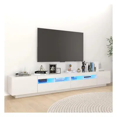 TV skříňka s LED osvětlením bílá s vysokým leskem 260x35x40 cm