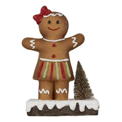 Hnědá vánoční dekorace holčička Perníček Gingerbread - 15*7*21 cm