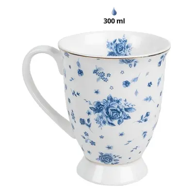 Hrnek s modrými růžičkami Blue Rose Blooming - 12*8*10 cm / 300 ml